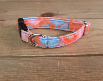 6"-12" Floral Dog Collar 1/2" Width, Pet Collar, XS, Small, Cat, Dog Collar, Tie Dye Collar, Tie Dye, Hippie, Buckle Collar