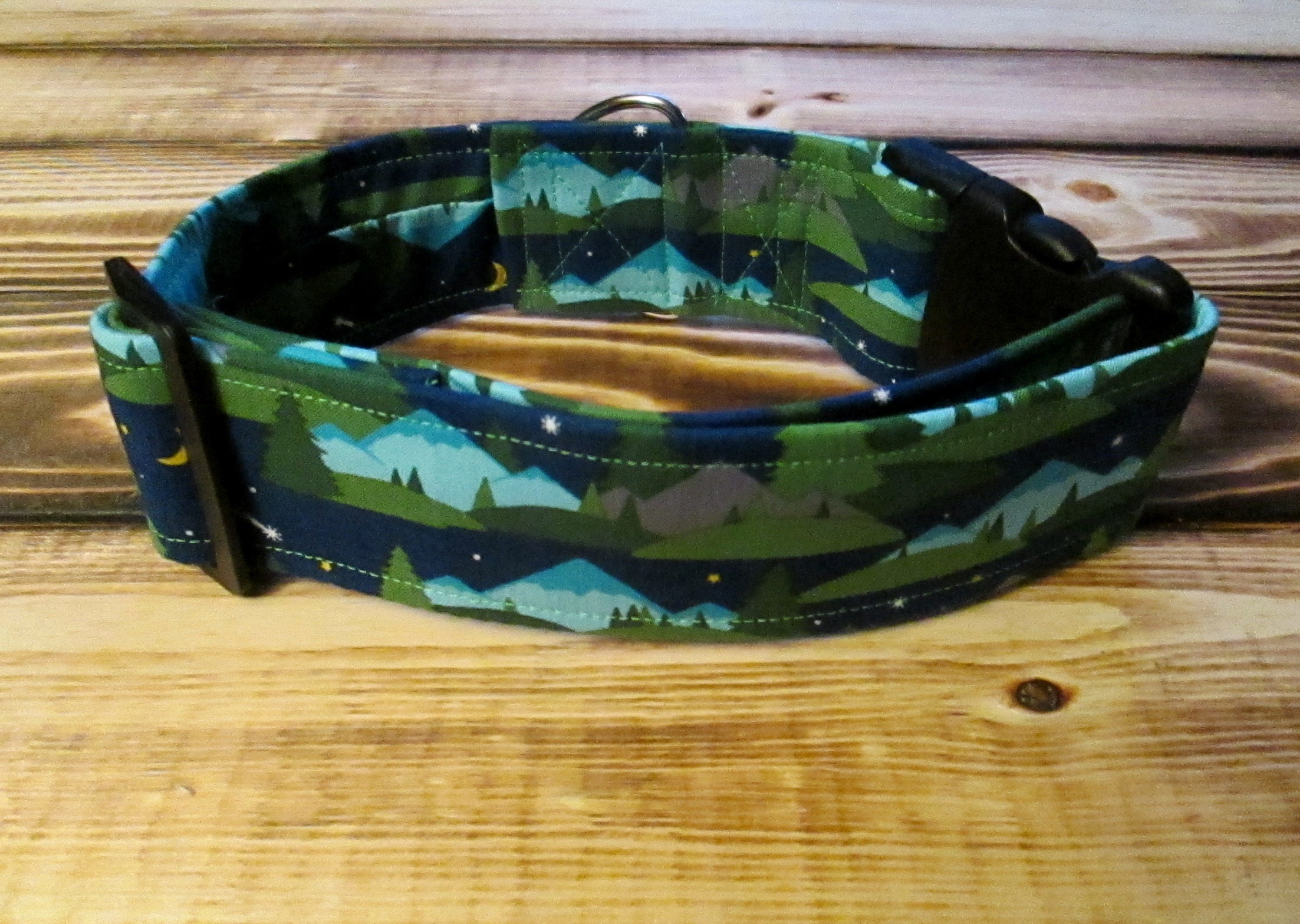 1528 Summer In Maine Dog Collar 2 width, Fabric Dog Collar, Summer Dog