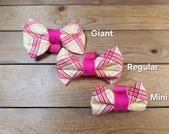 Dog Bow Tie, Hook & Loop Closure, Cotton Bow Tie For Collar or Harness, Plaid