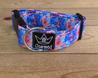 PETITE 11"-18" Dog Collar 1.5" Width, Pet Collar, Small, Floral Dog Collar, Flower Collar, Buckle Dog Collar, Summer Dog, Hibiscus