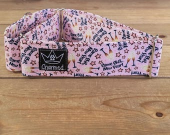 14"-27" EXPLICIT New Years Martingale Collar 2" Width, Pet Collar, Medium, Large Dog Collar, Holiday Collar, Same Shit New Year