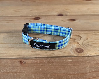 9"-18" Dog Collar 3/4" Width, Pet Collar, Small Dog Collar, Medium, Neon Collar, Summer Plaid