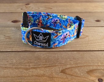 PETITE 11"-18" Dog Collar 1.5" Width, Pet Collar, Small, Turtle Dog Collar, Ocean Collar, Buckle Dog Collar, Summer Collar, Turtle