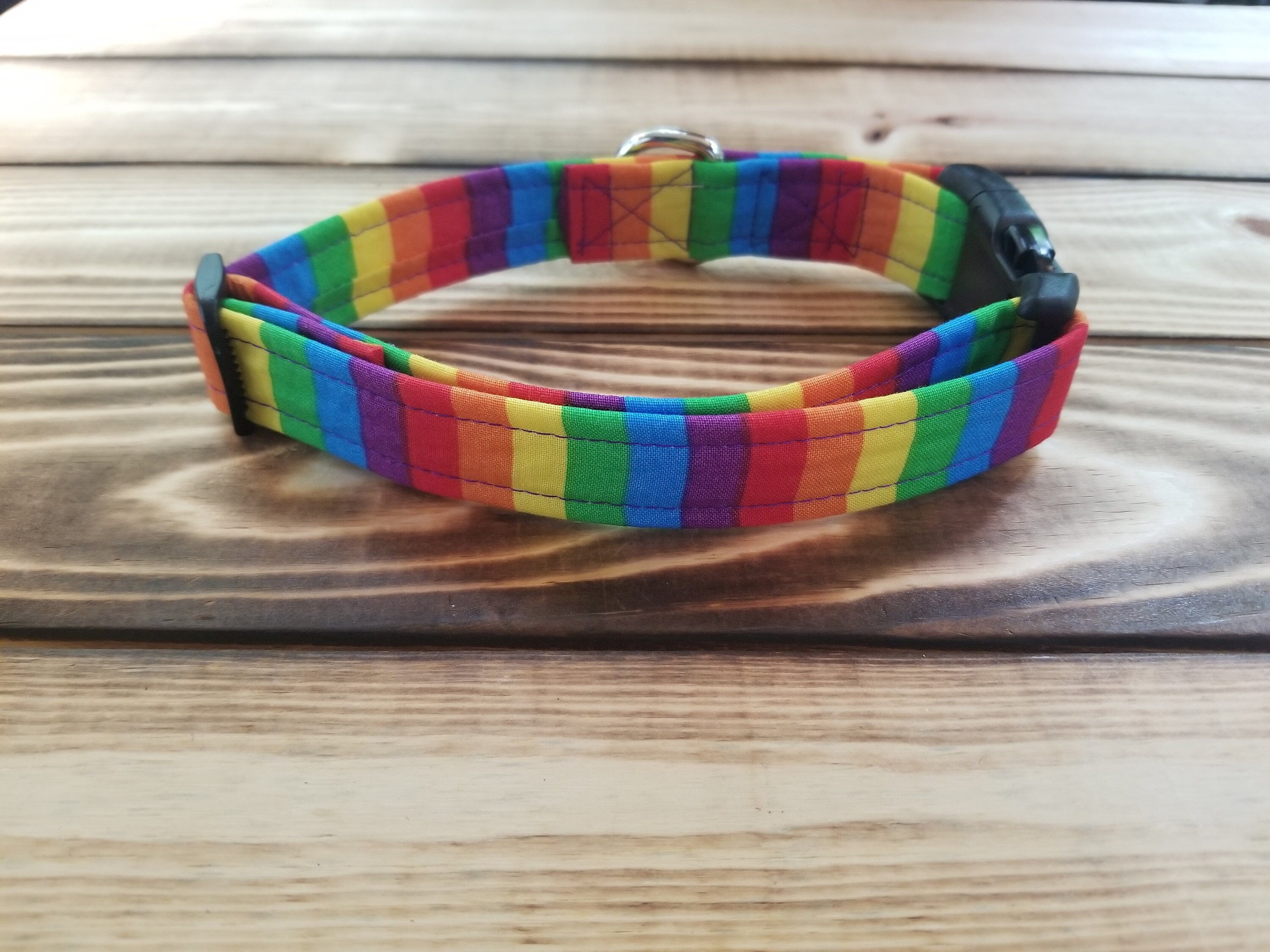 1325 Rainbow Dog Collar 1 Width, Pet Accessory, Fabric Collar, Pet