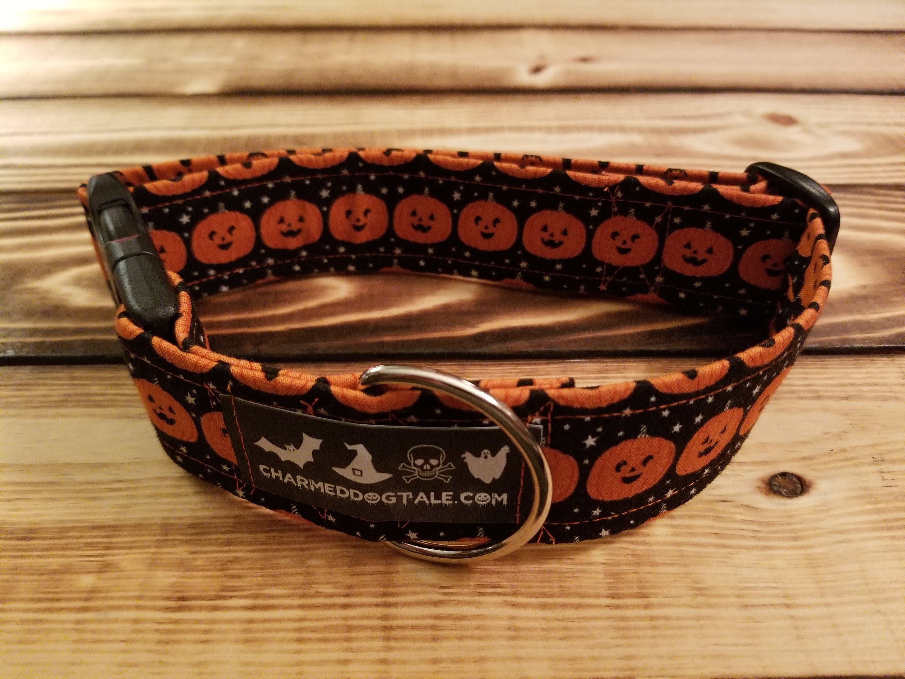 1426 Halloween Dog Collar 1.5 width, Pet Collar, Fabric Collar, Pet