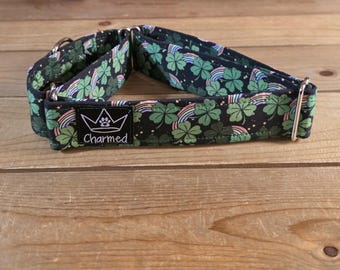 14"-27" St. Patrick's Day Martingale Collar 1.5" Width, Pet Collar, Medium, Large Dog Collar, XL, Holiday Collar, Lucky, Pot of Gold, Clover