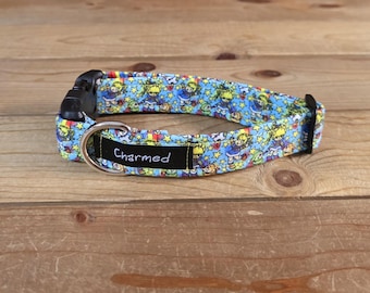 11"-22" Dog Collar 1" Width, Pet Collar, Medium, Small, Large, Big Dog Collar, Rainbow, 80's Throwback Dog Collar, Movie Dog Collar, Cartoon