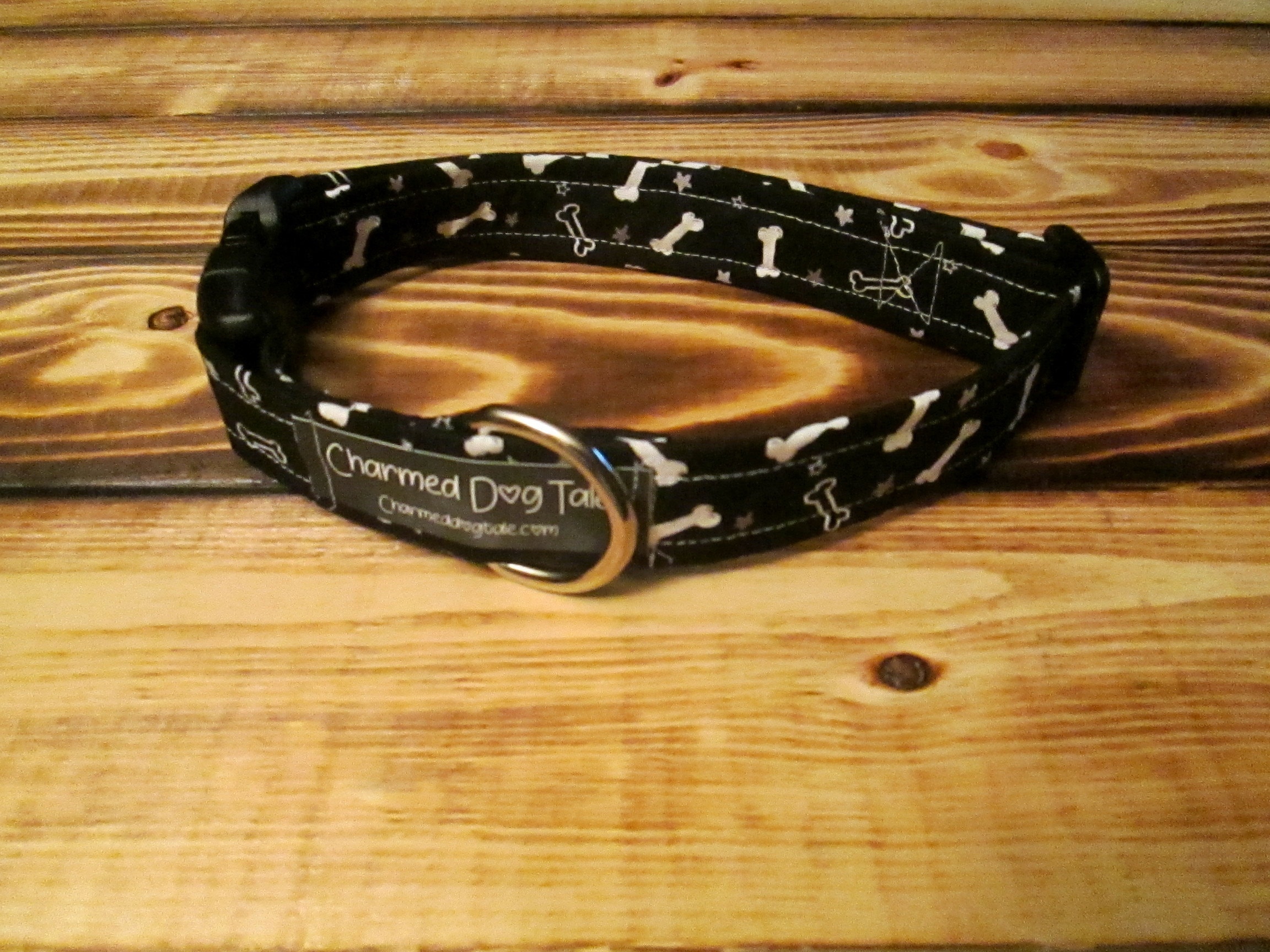 1325 Bones Collar 1 Width, Pet Accessory, Fabric Collar, Pet Collar