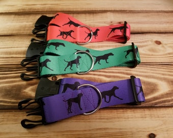 1.5" Width VIZSLA Collar or Martingale, Unisex Collar, Vizsla, Support Rescue, Pointer, Hungarian, Hunting Dog, Bird Dog