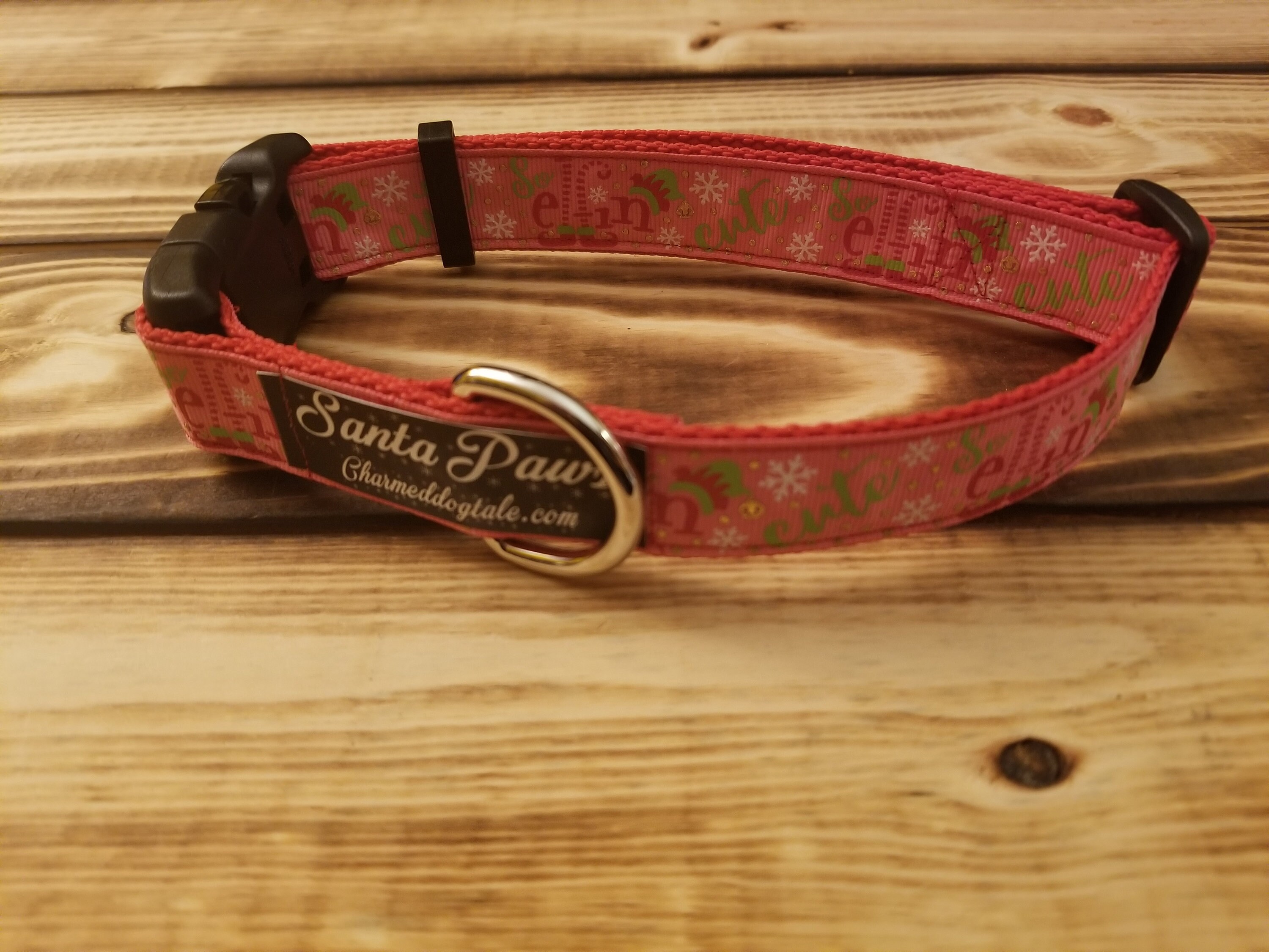 1325 Christmas Ribbon Dog Collar 1 width, Fun Dog Collar, Christmas, 1 Inch Collar, Medium