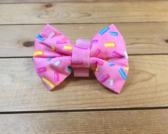 REGULAR Dog Bow Tie, Hook & Loop Closure, Cotton Bow Tie For Collar or Harness, Sprinkles