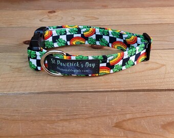 11"-21" St. Patrick's Day Collar 1" Width, Pet Collar, Small, Medium, Large Collar, XL, Lucky Dog, Holiday Collar, Kiss Me, Irish