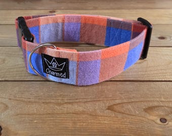 14"-28" Fido's Flannel Dog Collar 2" Width, Pet Collar, Small, Medium, Large, XL, Dog Collar, Snuggle Flannel, Warm Collar, Plaid