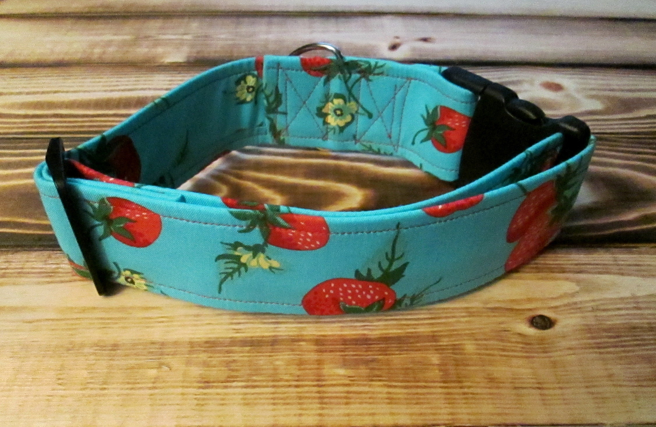 1528 Strawberry Fields Collar 2 Width, Pet Accessory, Fabric Collar