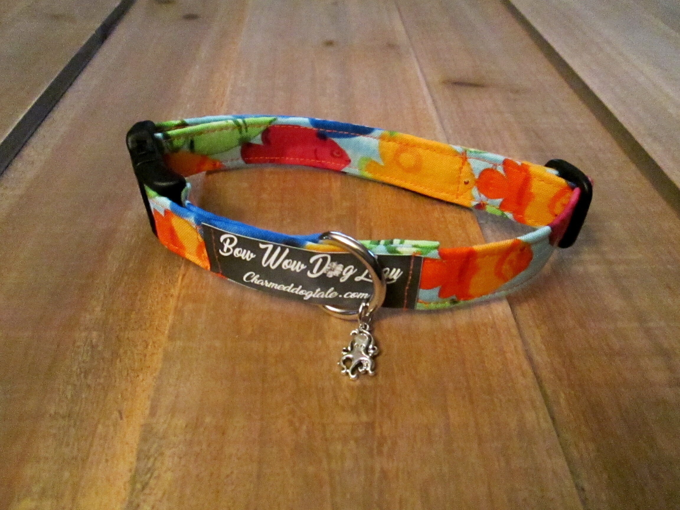 1120 Bow Wow Dog Luau Collar 3/4 width, Hawaiian Pet Collar, Fabric