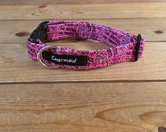 11"-22" Protest Dog Collar 1" Width, Small, Medium, Large, No Justice No Treats, Protest Collar, Paws For A Cause, Exclusive, Pink