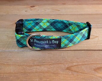 11"-21" St. Patrick's Day Collar 1" Width, Pet Collar, Small, Medium, Large Collar, XL, Lucky Dog, Holiday Collar, Kiss Me, Irish