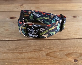 PETITE 11"-18" Dog Collar 1.5" Width, Pet Collar, Small, Bug Dog Collar, Boy Collar, Buckle Dog Collar, Bugs