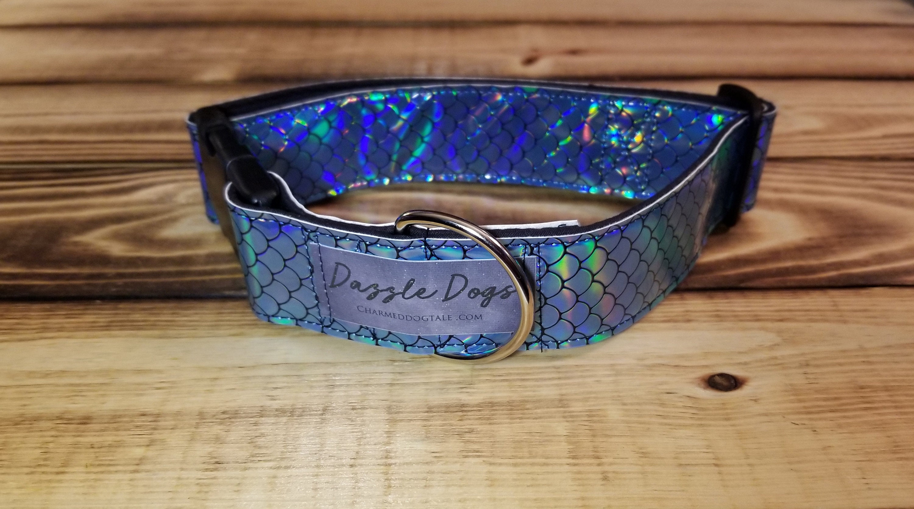 1426 Dazzle Dogs Collar 1.5 Width, Holographic Collar, Pet Collar