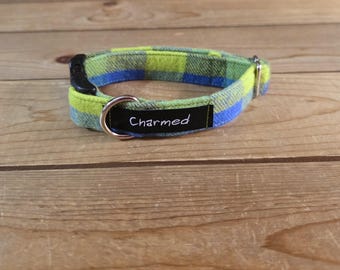 8"-16" Fido's Flannel Dog Collar 3/4" Width, Pet Collar, Small, Medium Dog Collar, Mammoth Flannel, Warm Collar, Plaid