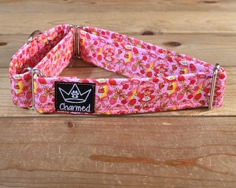 14"-27" Martingale Collar 1.5" Width, Pet Collar, Medium, Large, Big Dog Collar, Cartoon Martingale, Strawberry, Shortcake, 80's Throwback
