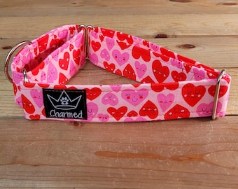 14"-27" Valentine's Day Martingale Collar 1.5" Width, Pet Collar, Medium, Large, Dog Collar, Holiday Collar, Love Martingale, Woof You