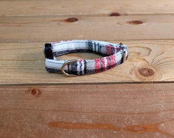 6"-12 Fido's Flannel Dog Collar 1/2" Width, Pet Collar, XS, Small, Cat, Dog Collar, Mammoth Flannel, Warm Collar, Plaid