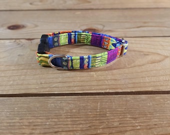 6"-12" Dog Collar 1/2" Width, Pet Collar, XS, Small, Cat, Dog Collar, Stripes Buckle Collar, Colorful, Fun Dog Collar