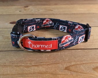 11"-21" Dog Collar 1" Width, Pet Collar, Medium, Large, XL, Fun Dog Collar, Dinosaur Dog Collar, Buckle Collar, Dinosaurs, Jurassic