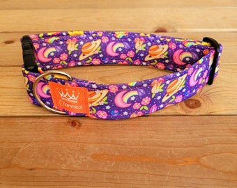 13"-26" Dog Collar 1.5" Width, Pet Collar, Small, Medium Collar, Sun Collar, Galaxy Collar, Cottagecore, Outerspace, Boho