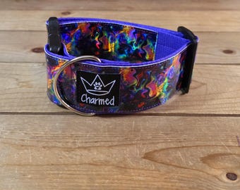 11"-19" PETITE Holographic Dog Collar 2" Width, Medium, Large, XL, Colorful, Waterproof Ottertex Lined