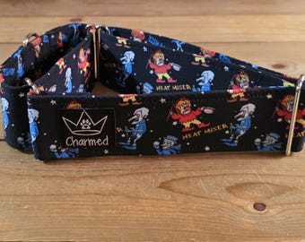 14"-27" Christmas Martingale Collar 2" Width, Pet Collar, Medium, Large Dog Collar, Holiday Collar, Side Release Buckle, Santa, Lights