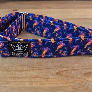 14"-27" Martingale Collar 1.5" Width, Pet Collar, Medium, Large Dog Collar, XL, Bright Dog Collar, Summer, Jellyfish Dog Collar, Ocean, Neon