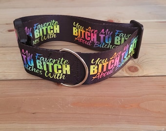2" Width Favorite Bitch Dog Collar or Martingale, Girl Collar, Explicit, Adult, Dog Humor, Just For Laughs, Bitches