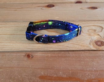 6"-12" Dog Collar 1/2" Width, Pet Collar, XS, Small, Star Dog Collar, Nebula Collar, Space Dog Collar, Outerspace