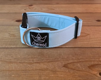 10"-18" PETITE Solid Dog Collar 1.5" Width, Pet Collar, Medium, Small, Solid Baby Blue