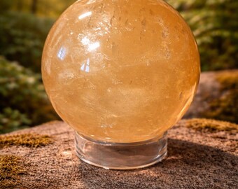 Honey Calcite Sphere, 1lb 3oz, 73mm, Sphere Stand Included