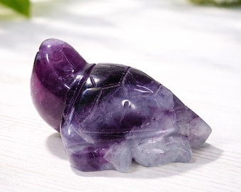 Fluorite Sea Turtle Carving, 3"×3", 7.30oz, Fluorite, Beautiful Carving