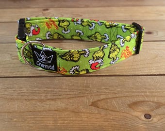 13"-26" Christmas Dog Collar 1.5" Width, Pet Collar, Small, Medium, Large Dog Collar, Holiday Collar, Side Release Buckle, Santa, Lights