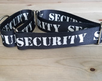 1.5" or 3/4" Width SECURITY Dog Collar or Martingale, Unisex Collar, Designer, Security Dog, Law Enforcement, Protection, Security