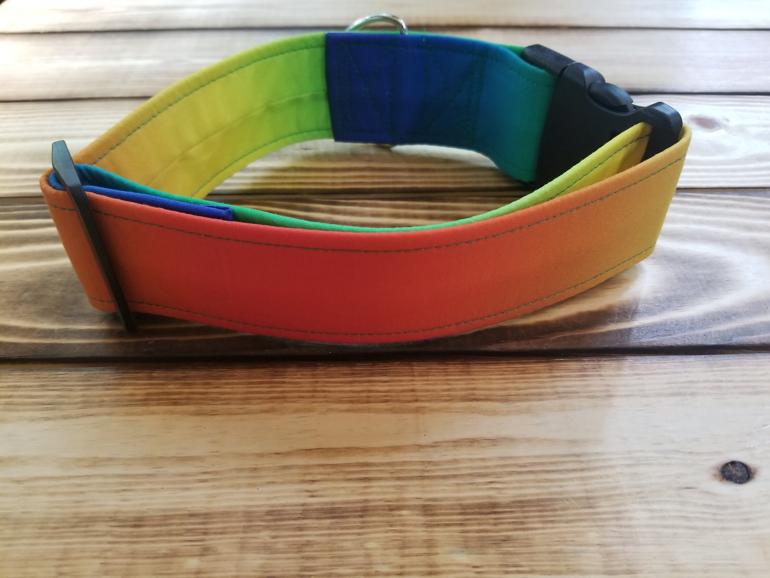 1528 Rainbow Dog Collar 2 Width, Pet Accessory, Fabric Collar, Pet
