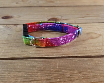6"-12" Dog Collar 1/2" Width, Pet Collar, XS, Small, Cat, Dog Collar, Stars Buckle Collar, Colorful, Fun Dog Collar, Nebula, Outerspace