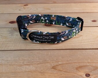 11"-22" Plants Dog Collar 1" Width, Pet Collar, Medium, Large, XL, Spider Plant Dog Collar, Ghosts Dog Collar, Cottagecore