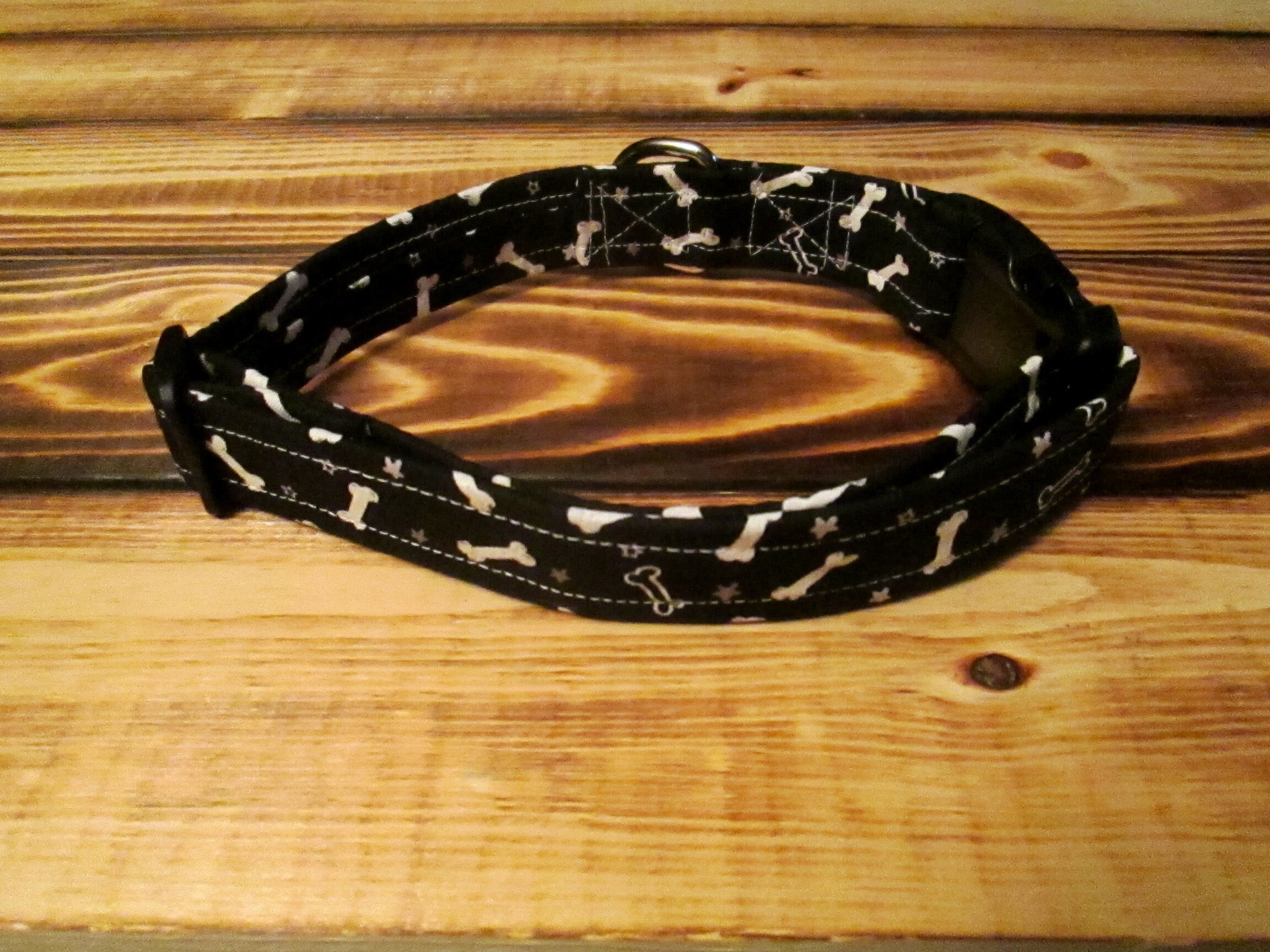 1325 Bones Collar 1 Width, Pet Accessory, Fabric Collar, Pet Collar