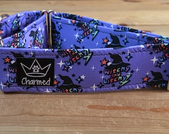 14"-28" Swear Halloween Martingale Collar 2" Width, Small, Medium, Large, XL, Halloween, Tricky or Treat, Spooky Dog, Itchy And Bitchy