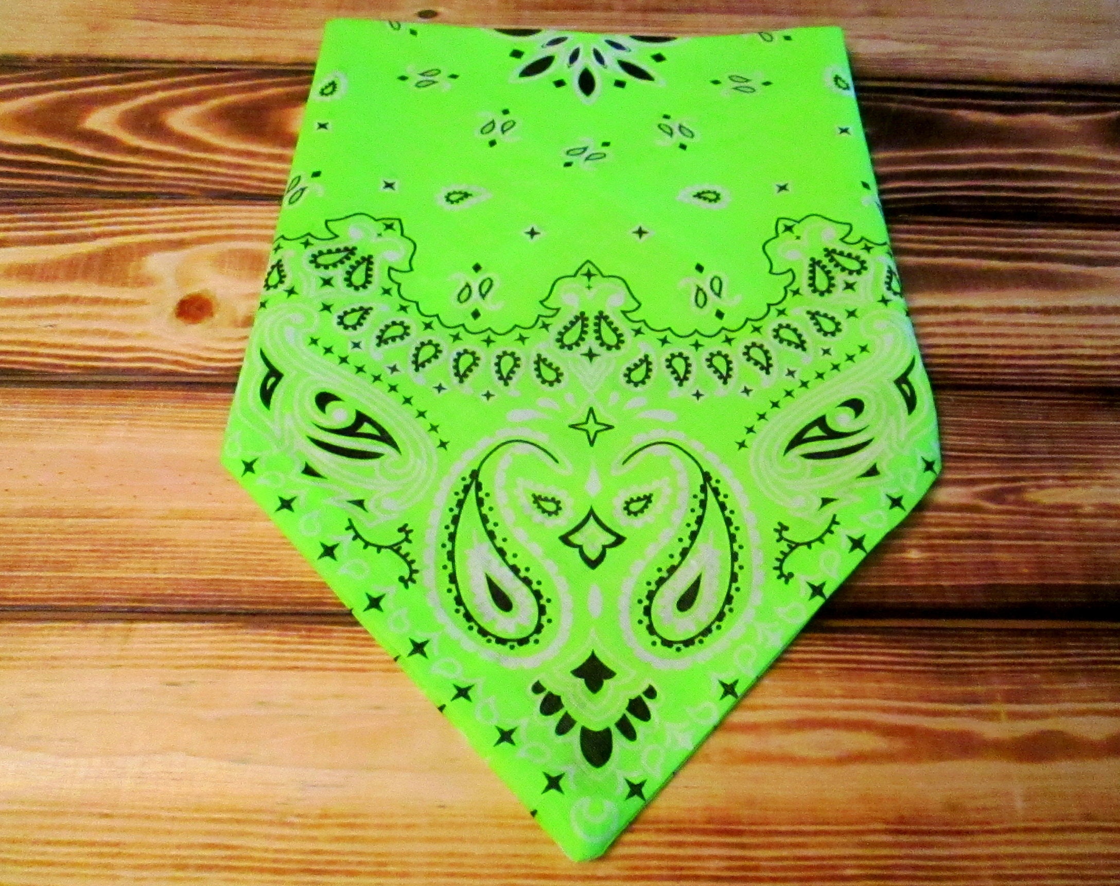 30 Neon Green Doggy Bandana, Tie On Bandana, DogDana, Cotton, Fun