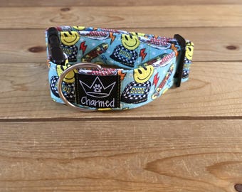PETITE 11"-18" Dog Collar 1.5" Width, Pet Collar, Small, Vans Dog Collar, Boy Collar, Buckle Dog Collar, Skateboard