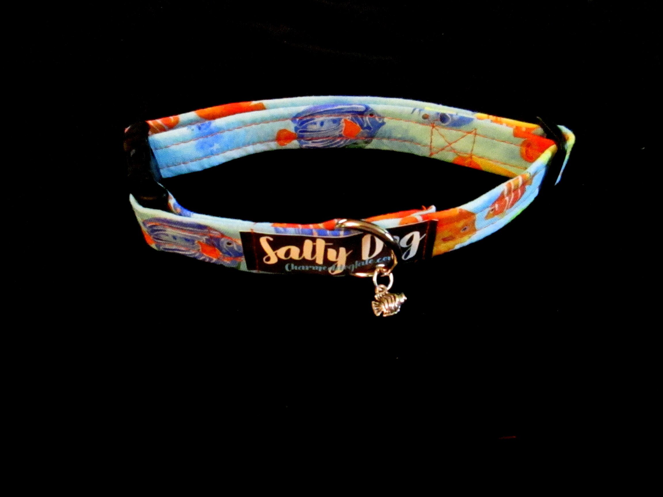 1120 Salty Dog Collar 3/4 width, Fun Pet Collar, Fabric Collar, Pet