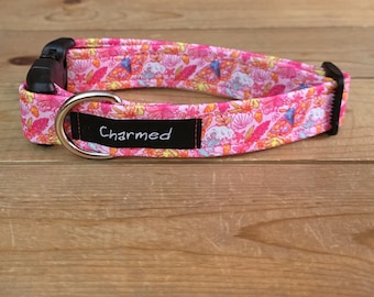 11"-22" Moth Dog Collar 1" Width, Pet Collar, Medium, Large, XL, Flowers, Summer, Floral Dog Collar, Buckle Dog Collar, Cottagecore