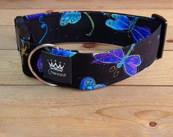 14"-27" Dog Collar 2" Width, Pet Collar, Medium, Large, XL, Dog Collar, Dragonfly Collar, Nature Dog Collar, Wilderness Walk